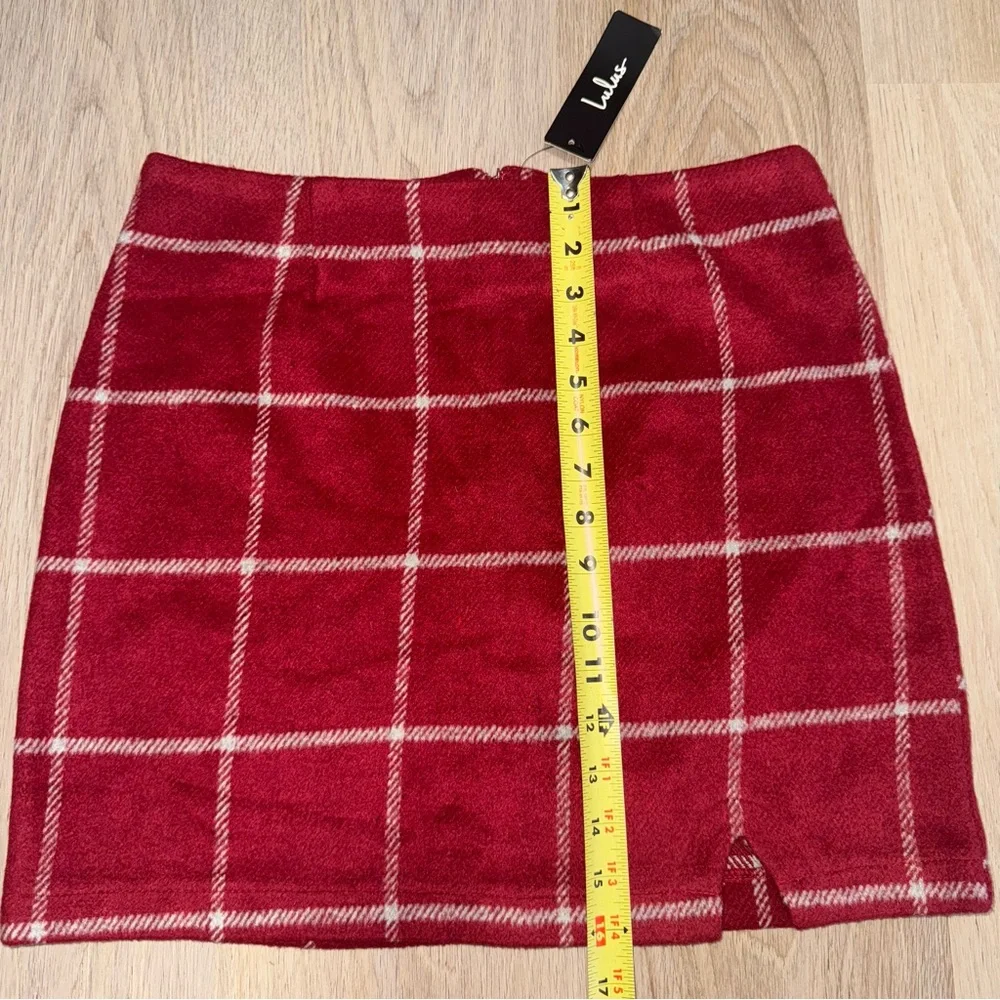 Lulus Spence Wine Red Plaid Mini Skirt - Size Medium